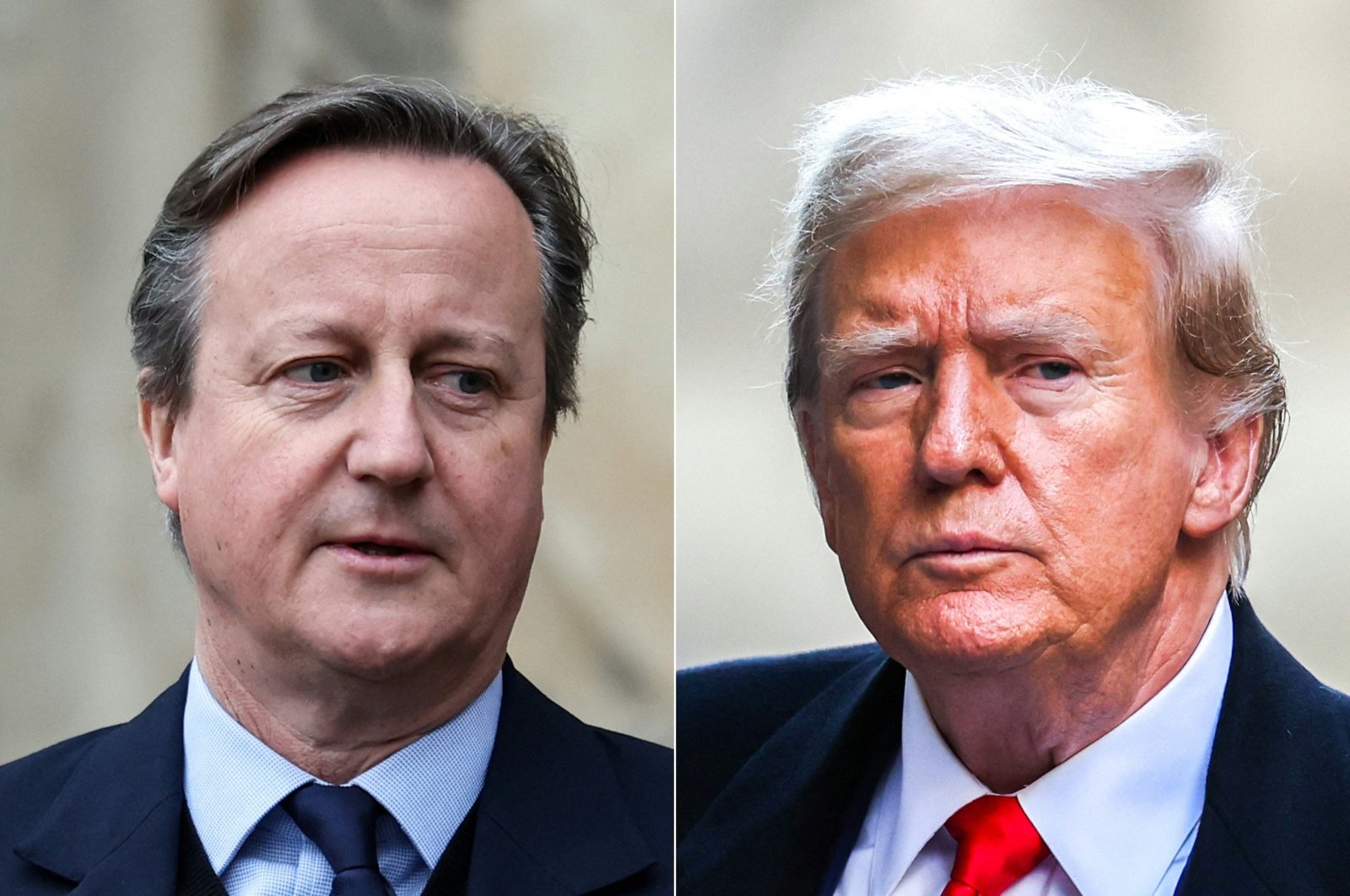 This combination of pictures created on April 8, 2024, shows Britain&#039;s Foreign Secretary David Cameron (L) and Donald Trump on March 25, 2024. (AFP Photo)