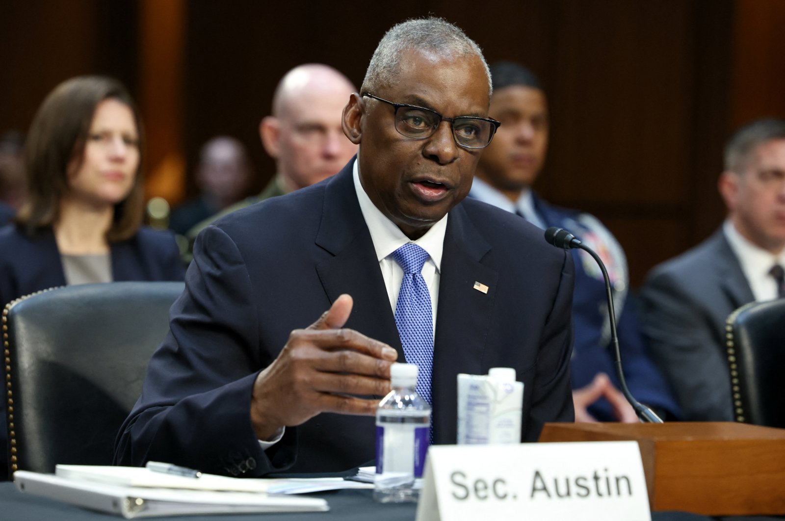 U.S. Defense Secretary Lloyd Austin testifies before a Senate Armed Services Committee hearing on President Biden&#039;s proposed budget request for the Department of Defense on Capitol Hill in Washington, U.S., April 9, 2024. (Reuters Photo)