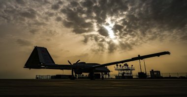 A Bayraktar TB3 UAV is seen in an undisclosed location, March 28, 2024. (Baykar Photo via AA)