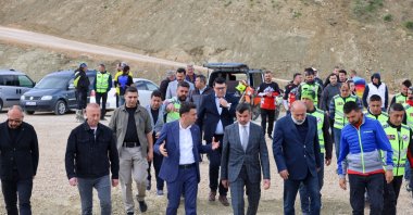 Turkish Motorcycle Federation President Bekir Yunus Uçar (C) walks during a tour at the Endurobil 365 Extrempark, Bilecik, Türkiye, April 8, 2024. (AA Photo)

