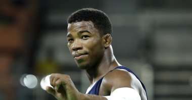 Italy's Frank Chamizo Marquez celebrates after winning the bronze medal during the men's 65-kg freestyle wrestling competition at the 2016 Summer Olympics in Rio de Janeiro, Brazil, Aug. 21, 2016. (AP File Photo)