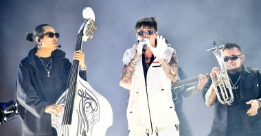 Mexican singer Peso Pluma performs on the Coachella Stage during the Coachella Valley Music and Arts Festival in Indio, California, U.S., April 12, 2024. (AFP Photo)