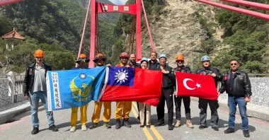 A Turkish and Taiwanese is seen in post-earthquake efforts in Taiwan, April 13, 2024 (Courtesy of the Embassy)