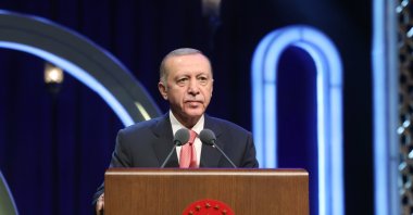 President Recep Tayyip Erdoğan speaks at an event in the capital Ankara, Türkiye, April 6, 2024. (DHA Photo)