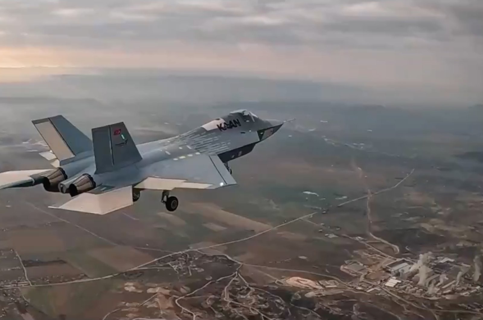 An official image released by the Turkish Aerospace Industries (TAI) shows the Turkish fifth-generation fighter jet KAAN taking off during its first flight, Ankara, Türkiye, Feb 21, 2024. (Reuters Photo)