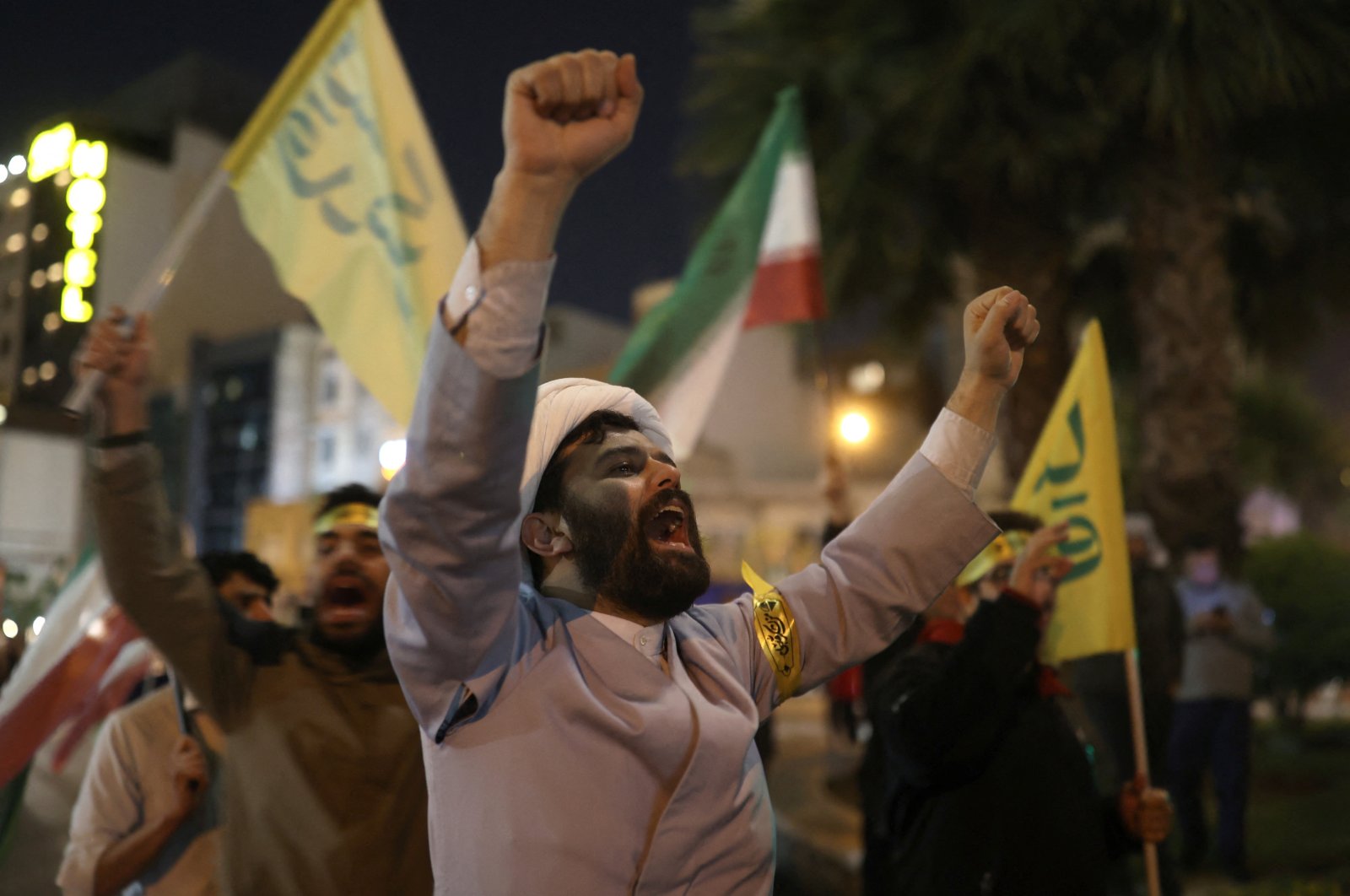 Iranians celebrate on a street after the IRGC retaliatory attack on Israel, Tehran, Iran, April 14, 2024. (Reuters Photo)