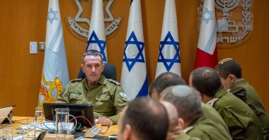 The head of the Israeli military, Lieutenant General Herzi Halevi attends a situational assessment with members of the General Staff Forum at the Kirya military base, which houses the Defense Ministry in Tel Aviv, on April 14, 2024. (AFP Photo/Israeli Army)