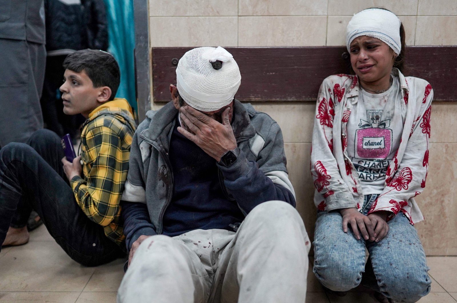 Palestinians injured during Israeli bombardment in the Gaza Strip, Deir el-Balah, Gaza, Palestine, April 13, 2024. (AFP Photo)