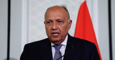 Egypt&#039;s Foreign Minister Sameh Shoukry speaks during a joint news conference with U.S. Secretary of State Antony Blinken (not pictured) following a meeting between the U.S. top diplomat and Arab envoys, Cairo, Egypt, March 21, 2024. (AFP Photo)