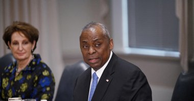 U.S. Secretary of Defense Lloyd Austin meets with Philippines President Ferdinand Marcos Jr., at the Pentagon in Washington, D.C., on April 12, 2024. (AFP Photo)