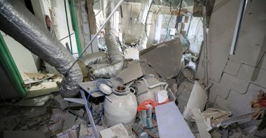 Nitrogen tanks, where embryos were stored, lie at the Al-Basma IVF Centre, Gaza's largest fertility clinic struck by an Israeli shell during the ongoing conflict, Gaza City, Palestine, April 2, 2024. (Reuters Photo)