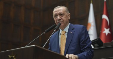 President Recep Tayyip Erdoğan speaks during a parliamentary group meeting of his ruling Justice and Development Party (AK Party), Ankara, Türkiye, April 17, 2024. (AA Photo)