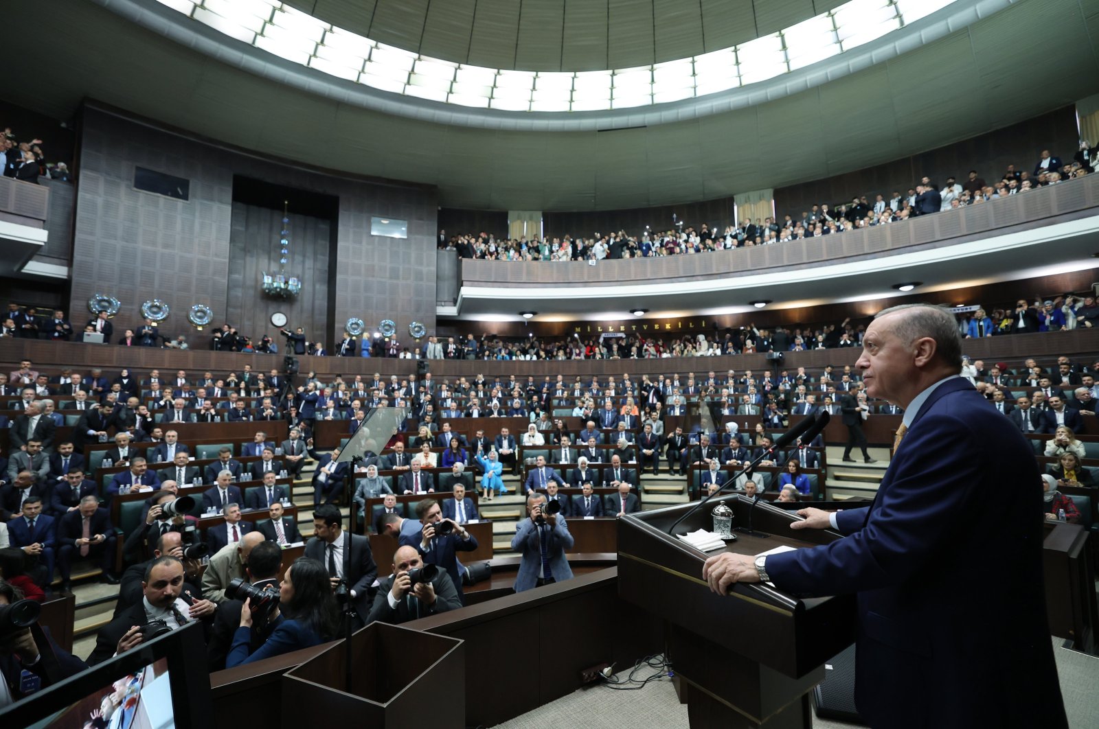 President Recep Tayyip Erdoğan speaks at Parliament, Ankara, Türkiye, April 17, 2024. (AA Photo)
