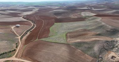 A view of the Kızılırmak River, Türkiye's longest river, which has been at alarming low water levels, Kırıkkale province, Türkiye, March 25, 2024. (IHA Photo)