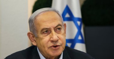 Israeli Prime Minister Benjamin Netanyahu convenes the weekly Cabinet meeting at the Defense Ministry, Tel Aviv, Israel, Jan. 7, 2024. (EPA Photo)