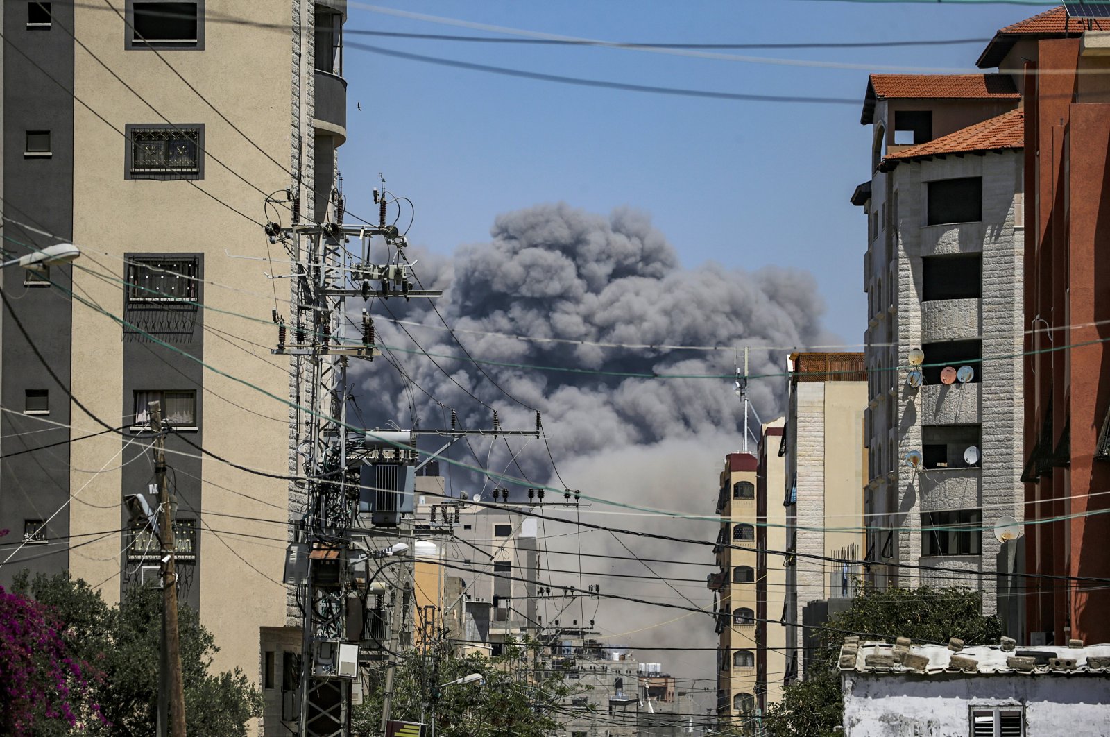 Smoke rises following an Israeli airstrike during an Israeli military operation in al-Nuseirat refugee camp, Gaza Strip, Palestine, April 17, 2024. (EPA Photo)