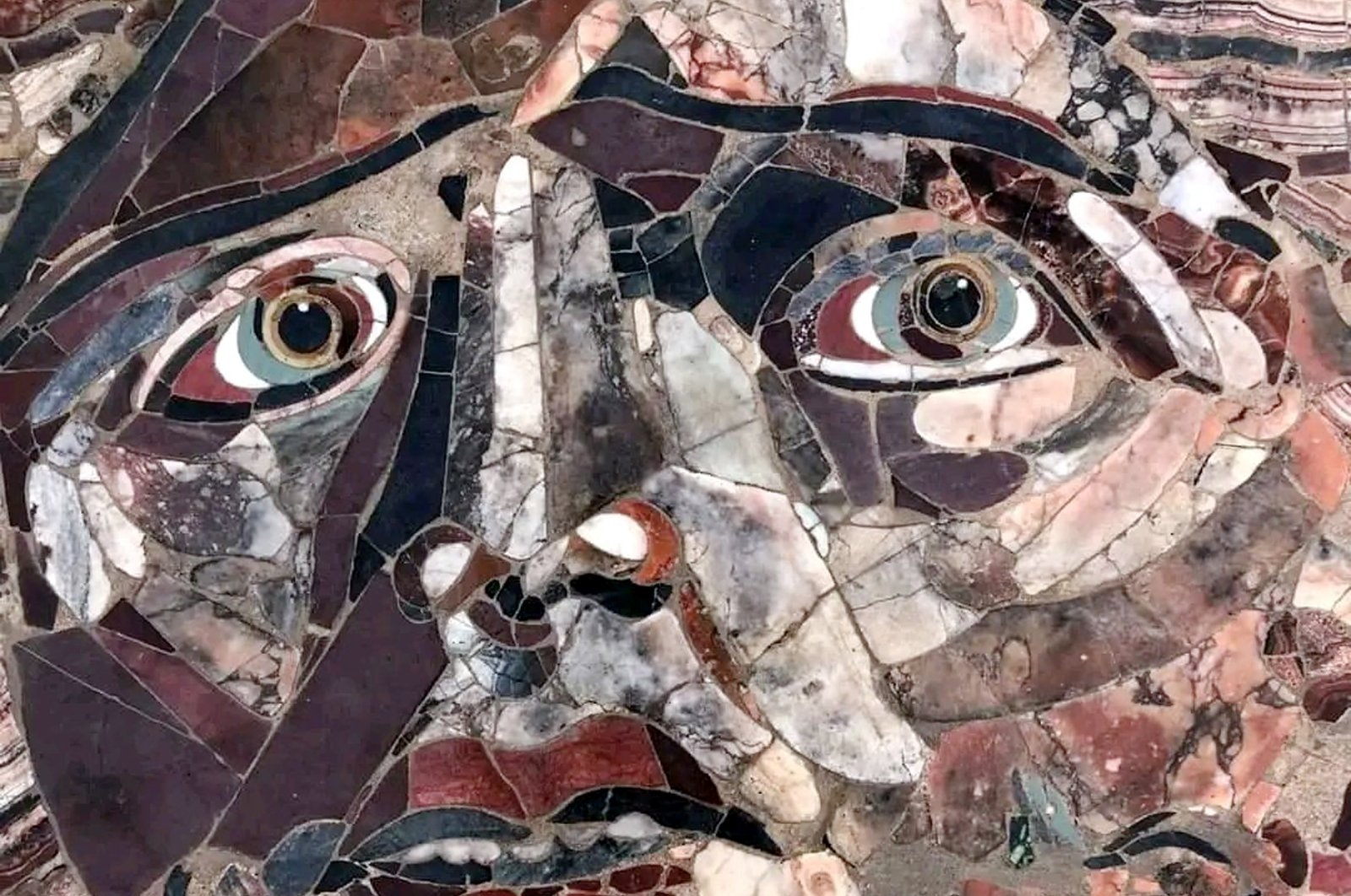 The Medusa mosaic, made of colorful marble using the &quot;opus sectile&quot; technique, at the ancient city of Kibyra, Burdur, Türkiye, April 17, 2024. (DHA Photo)