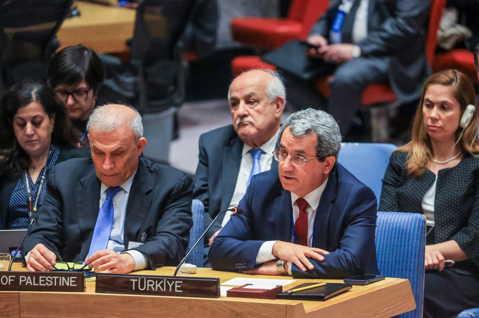 Deputy Foreign Minister Ahmet Yıldız speaks at an UNSC session in New York, U.S., April 18, 2024. (AA Photo)