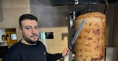Arif Keleş, who operates a döner shop in Berlin and is part of the delegation traveling to Türkiye, revealed that 60 kilograms of döner will be transported from Berlin to cater to German President Frank-Walter Steinmeier during his visit to Türkiye from April 22 to 24, Berlin, Germany, April 17, 2024. (AA Photo)