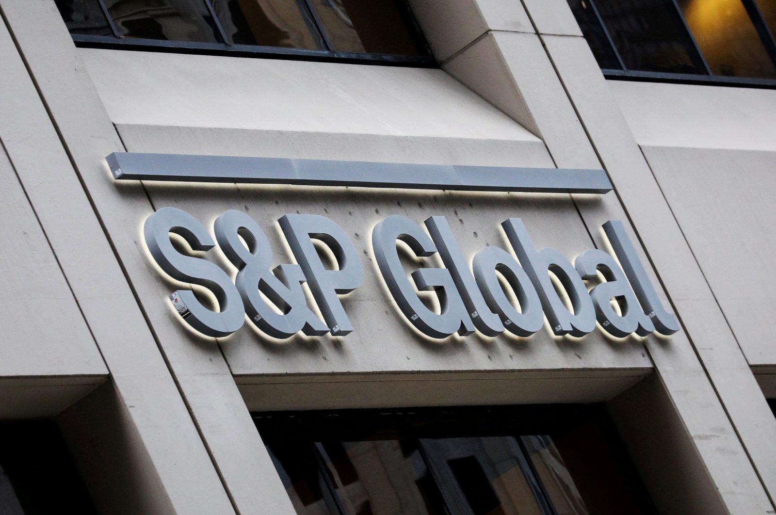 The S&amp;P Global logo is displayed on its offices in the financial district in New York City, U.S., Dec. 13, 2018. (Reuters Photo)