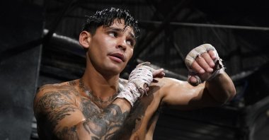 Ryan Garcia in action during a media workout at World Class Boxing Gym, Dallas, Texas, U.S., April 09, 2024. (AFP Photo)