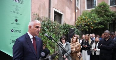 Culture and Tourism Minister Mehmet Nuri Ersoy inaugurates the Türkiye Pavilion at the Venice Biennale held in Italy, April 19, 2024. (IHA Photo)