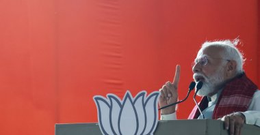 India&#039;s Prime Minister Narendra Modi delivers a speech in Bengaluru, Karnataka, India, April 20, 2024. (Reuters Photo)