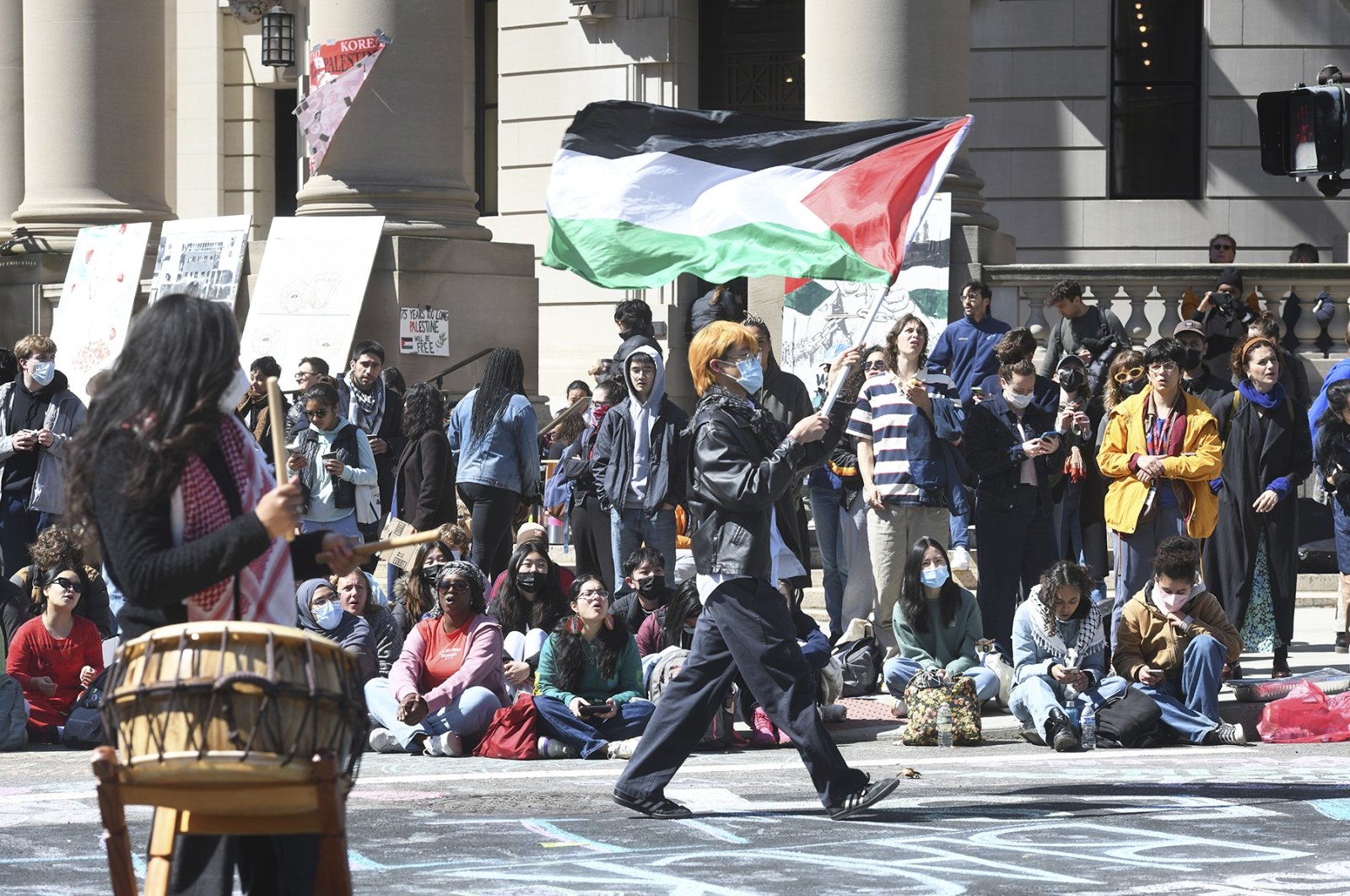 Several hundred students and pro-Palestinian supporters rally on the campus of Yale University, New Haven, Connecticut, U.S., April 22, 2024. (AP Photo)