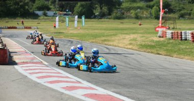 Turkish karting racers in action during the TOSFED Micro Support Cup, part of the MOTUL 2024 Turkish Karting Championship, Kocaeli, Türkiye, April 23, 2024. (AA Photo)
