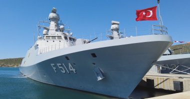 The TCG Kınalıada F514 is photographed in Foça, Izmir, western Türkiye, April 8, 2024. (IHA Photo)