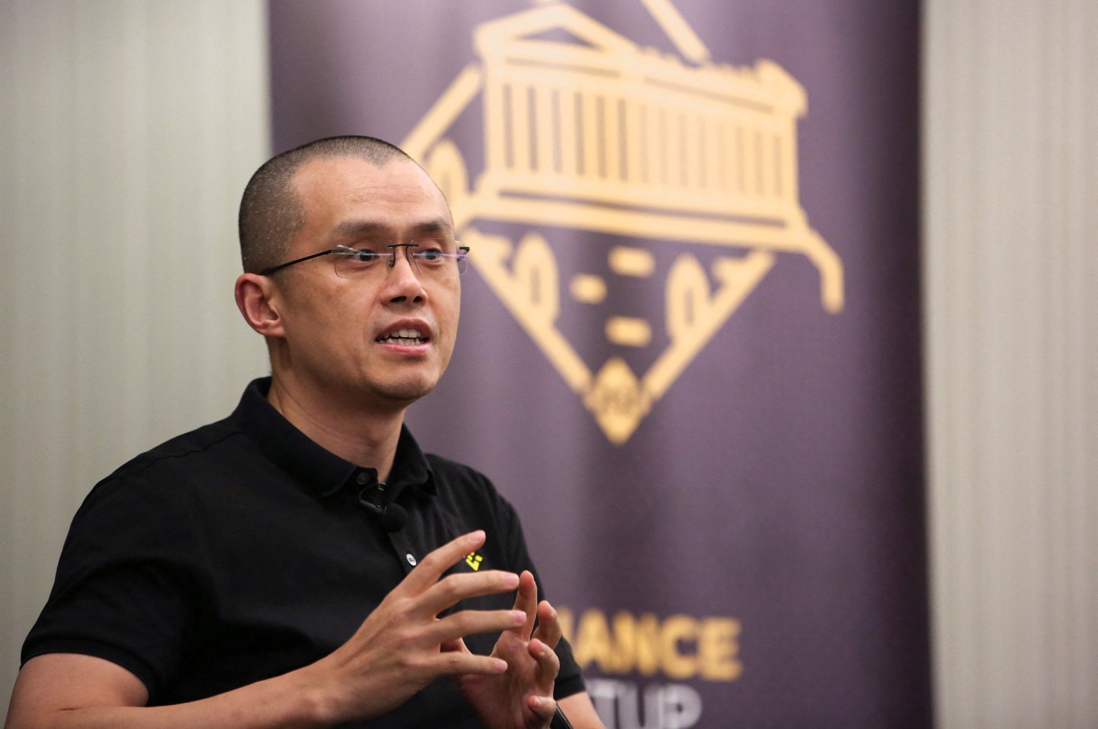 Zhao Changpeng, founder and, at the time, chief executive officer of Binance, speaks during an event in Athens, Greece, Nov. 25, 2022. (Reuters Photo)