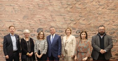 (L-R) David Green, Julie Scott, Eda Gürel, Harun Kaya, Mine Sofuoğlu, Angela Maria Loporchio and Juan Miguel Gomez pose during the CULTURATI Project at Rahmi M. Koç Museum, Istanbul, Türkiye, April 19, 2024. (Photo courtesy of Rahmi M. Koç Museum)