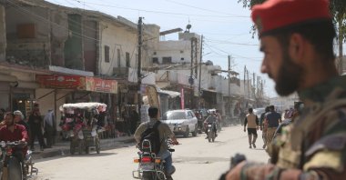 A Syrian National Army (SNA) officer stands on guard in Syria's Tal Abyad, May 9, 2024. (AA Photo)