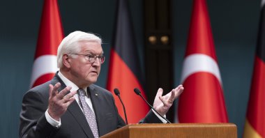 German President Frank-Walter Steinmeier speaks at a joint press conference with President Recep Tayyip Erdoğan in Ankara, Türkiye, April 24, 2024. (AA Photo)