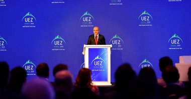 Treasury and Finance Minister Mehmet Şimşek speaks during the Uludağ Economic Summit in Sapanca, Sakarya province, northwestern Türkiye, April 26, 2024. (IHA Photo) 