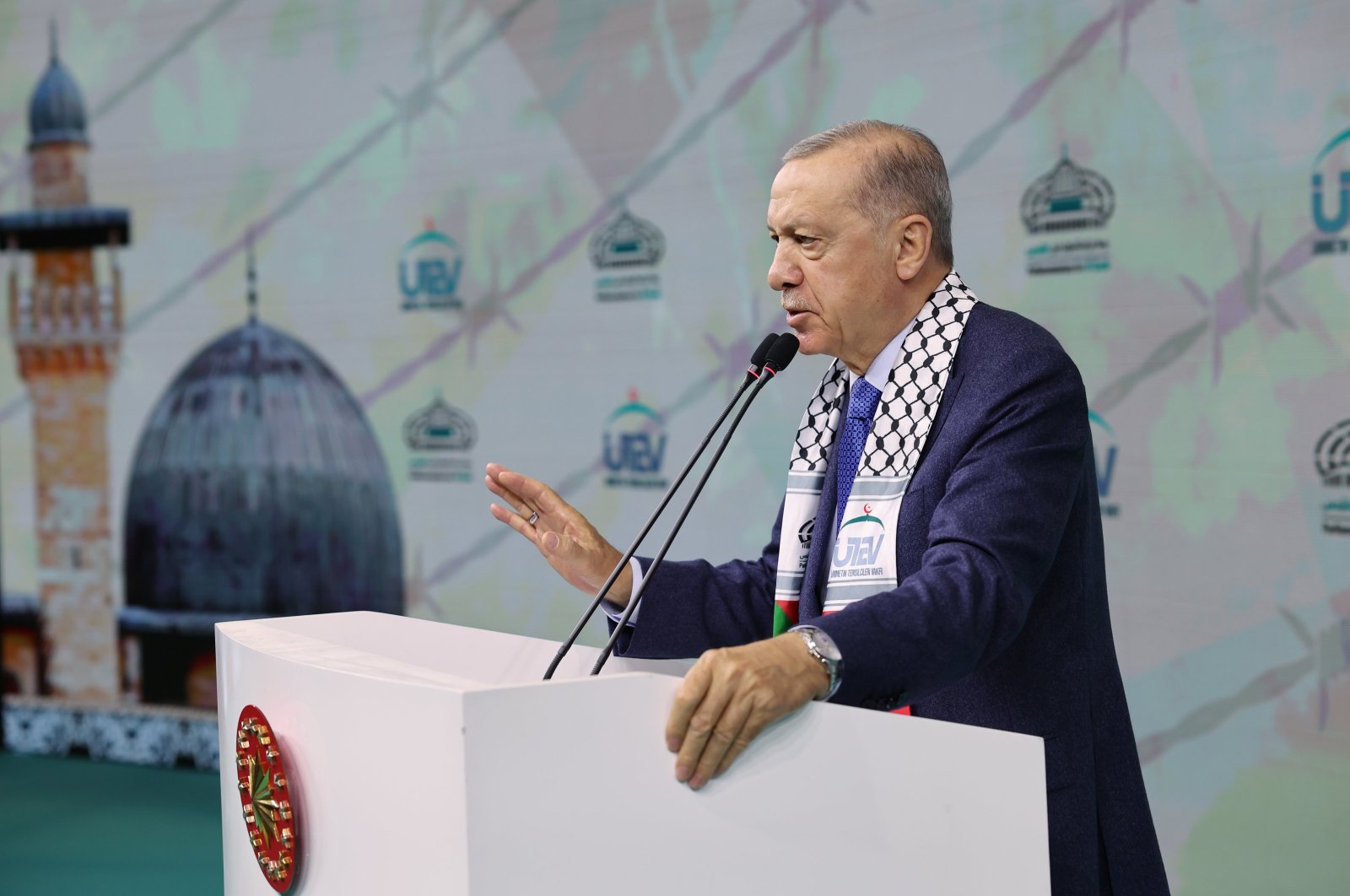 President Recep Tayyip Erdoğan addresses the event, Istanbul, Türkiye, April 26, 2024. (AA Photo)