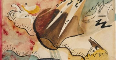 "Rain Landscape" by Wassily Kandinsky, 1911, Russian German Expressionist drawing, watercolor on paper. (Shutterstock Photo)