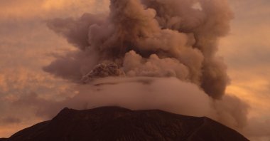 This file photo shows Mount Ruang volcano eruption in Sitaro, North Sulawesi, Indonesia, April 19, 2024. (AFP Photo)