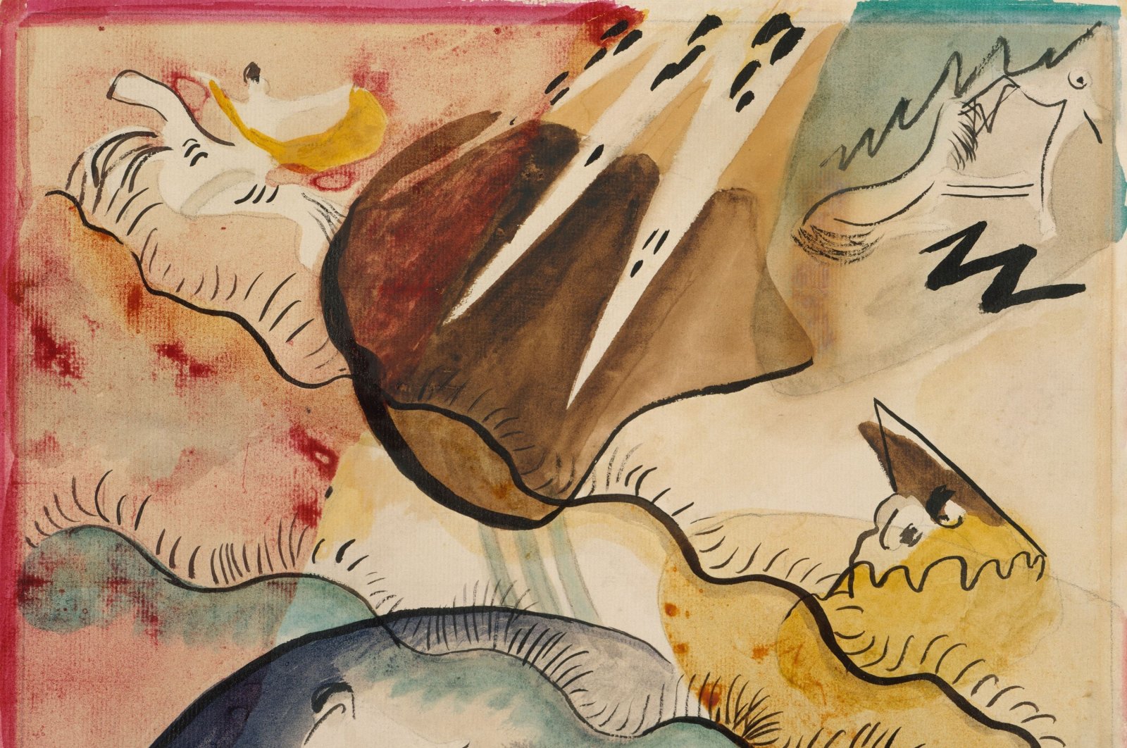 &quot;Rain Landscape&quot; by Wassily Kandinsky, 1911, Russian German Expressionist drawing, watercolor on paper. (Shutterstock Photo)