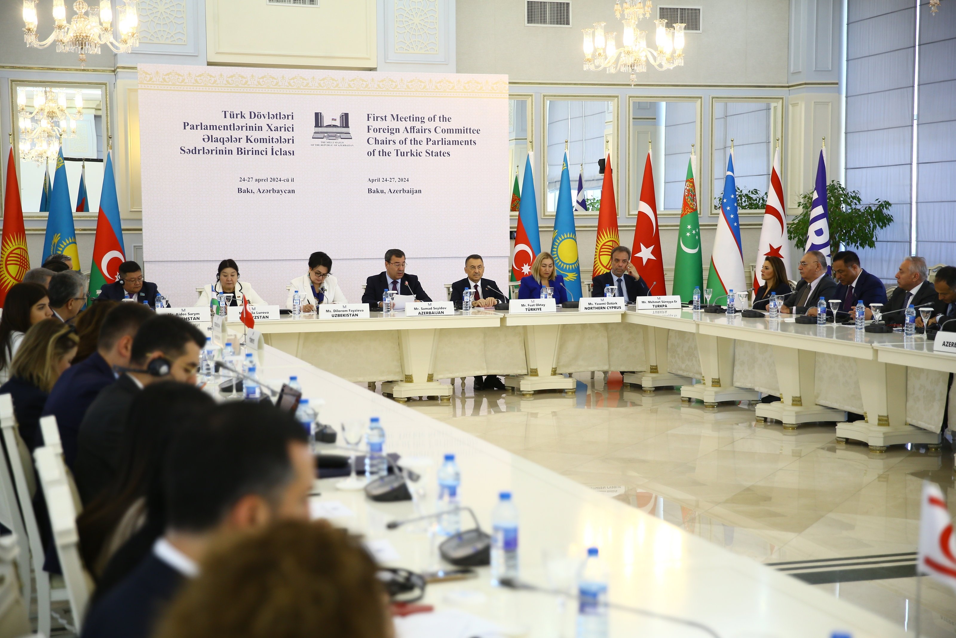 Officials attend a meeting of the Foreign Affairs Commitee Chairs of the Parliaments of the Turkic States, Baku, Azerbaijan, April 25, 2024. (AA Photo)