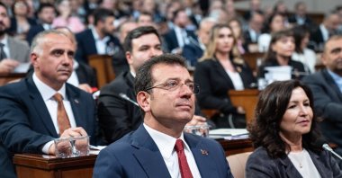 Istanbul Mayor Ekrem Imamoğlu attends a municipal assembly meeting, Istanbul, Türkiye, April 19, 2024. (AA Photo)