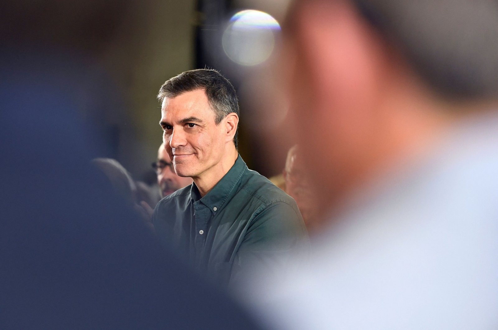 Spanish Prime Minister Pedro Sanchez smiles during a meeting in Bilbao, Spain, April 19, 2024. (AFP Photo)