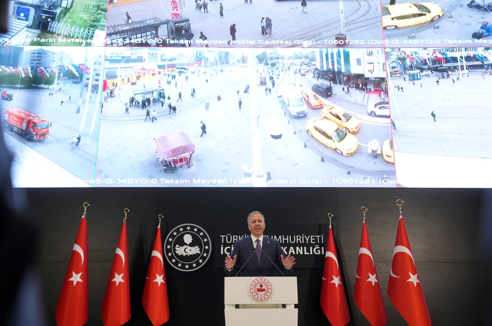 Interior Minister Ali Yerlikaya lauded the successful dismantling of an organized crime group in Istanbul, Ankara, Türkiye. April, 29, 2024. (AA Photo)
