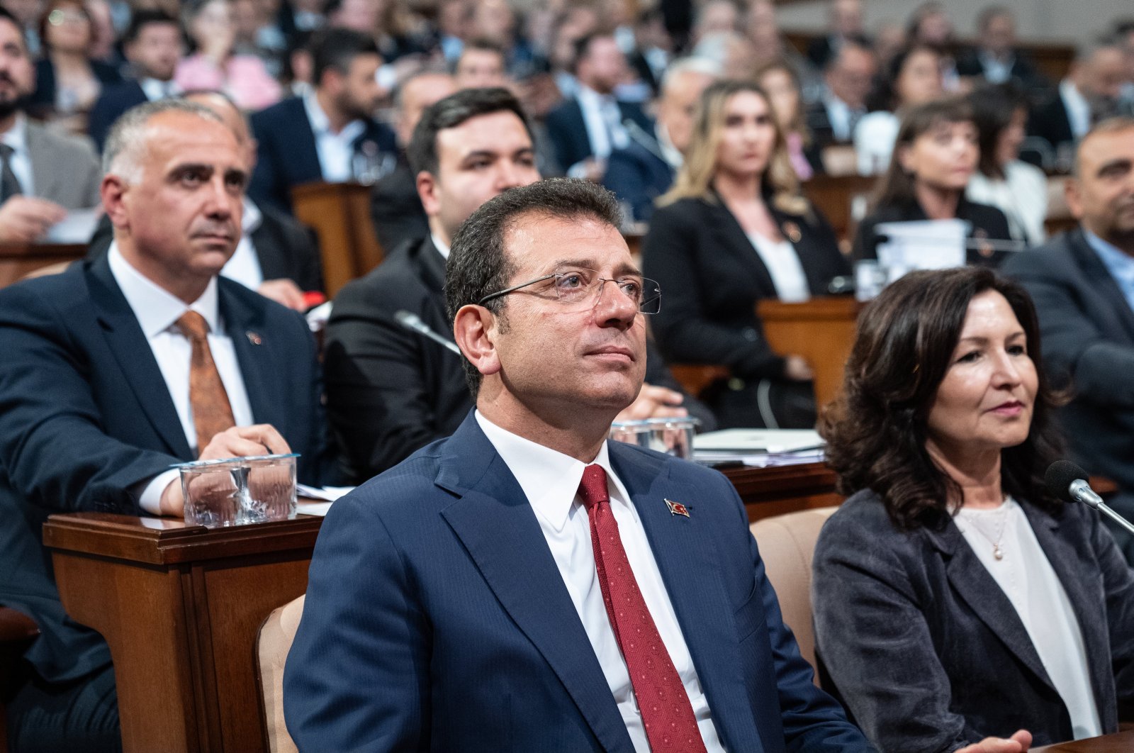 Istanbul Mayor Ekrem Imamoğlu attends a municipal assembly meeting, Istanbul, Türkiye, April 19, 2024. (AA Photo)