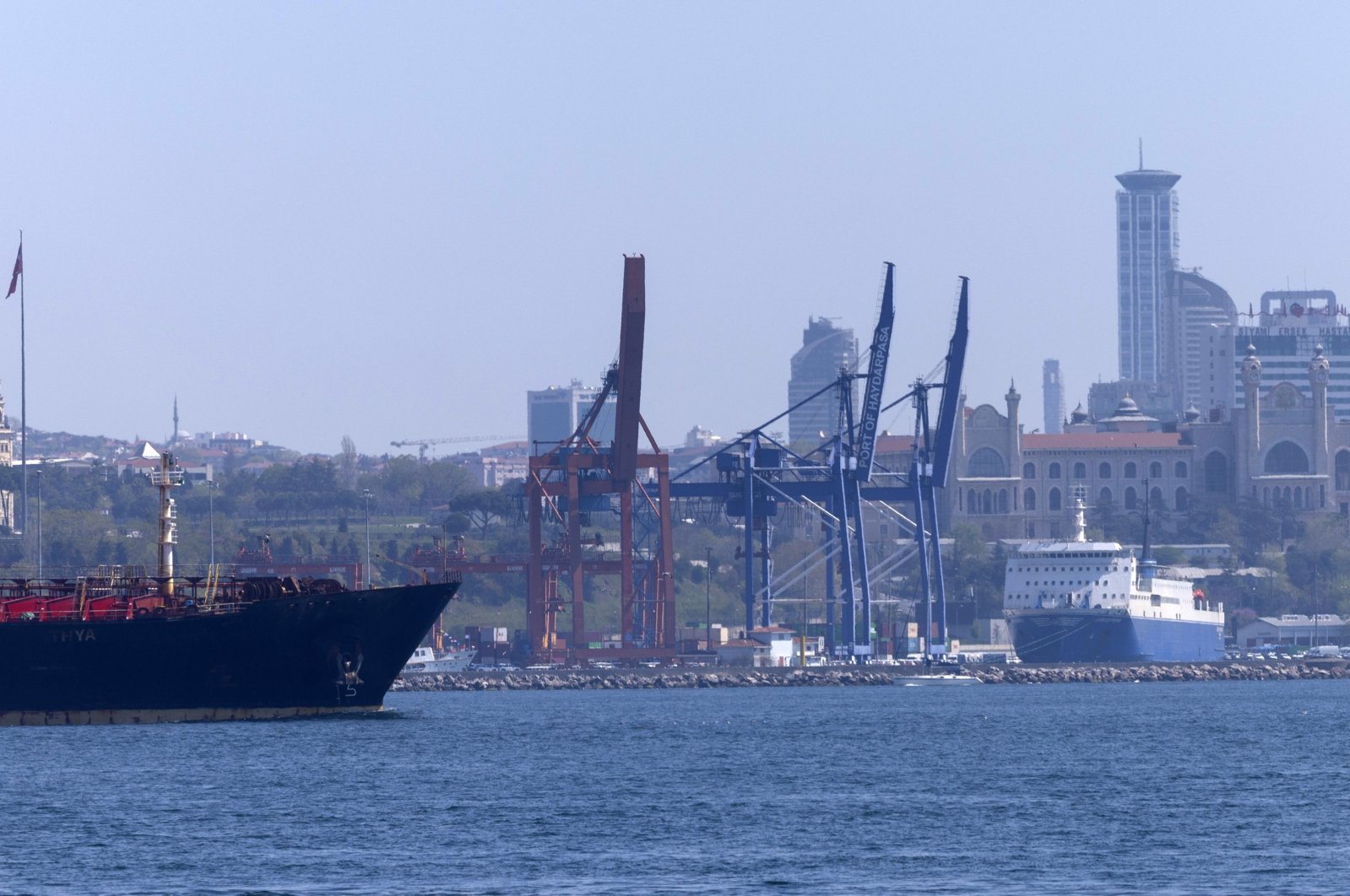 A general view of the Port of Haydarpaşa on the Bosporus, Istanbul, Türkiye, April 9, 2024. (EPA Photo)
