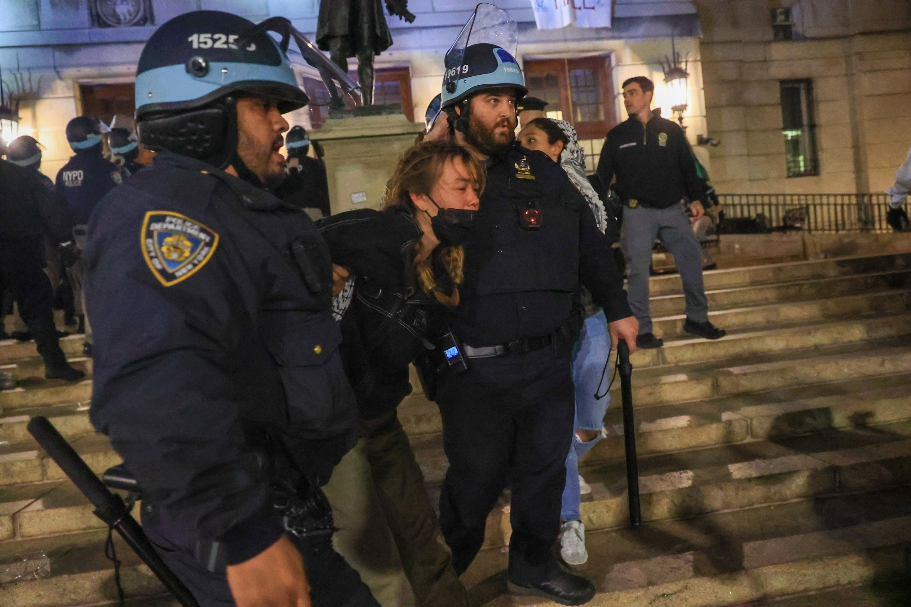 Police arrest a pro-Palestinian protester on Columbia University campus in New York, U.S., April 1, 2024. (AA Photo)