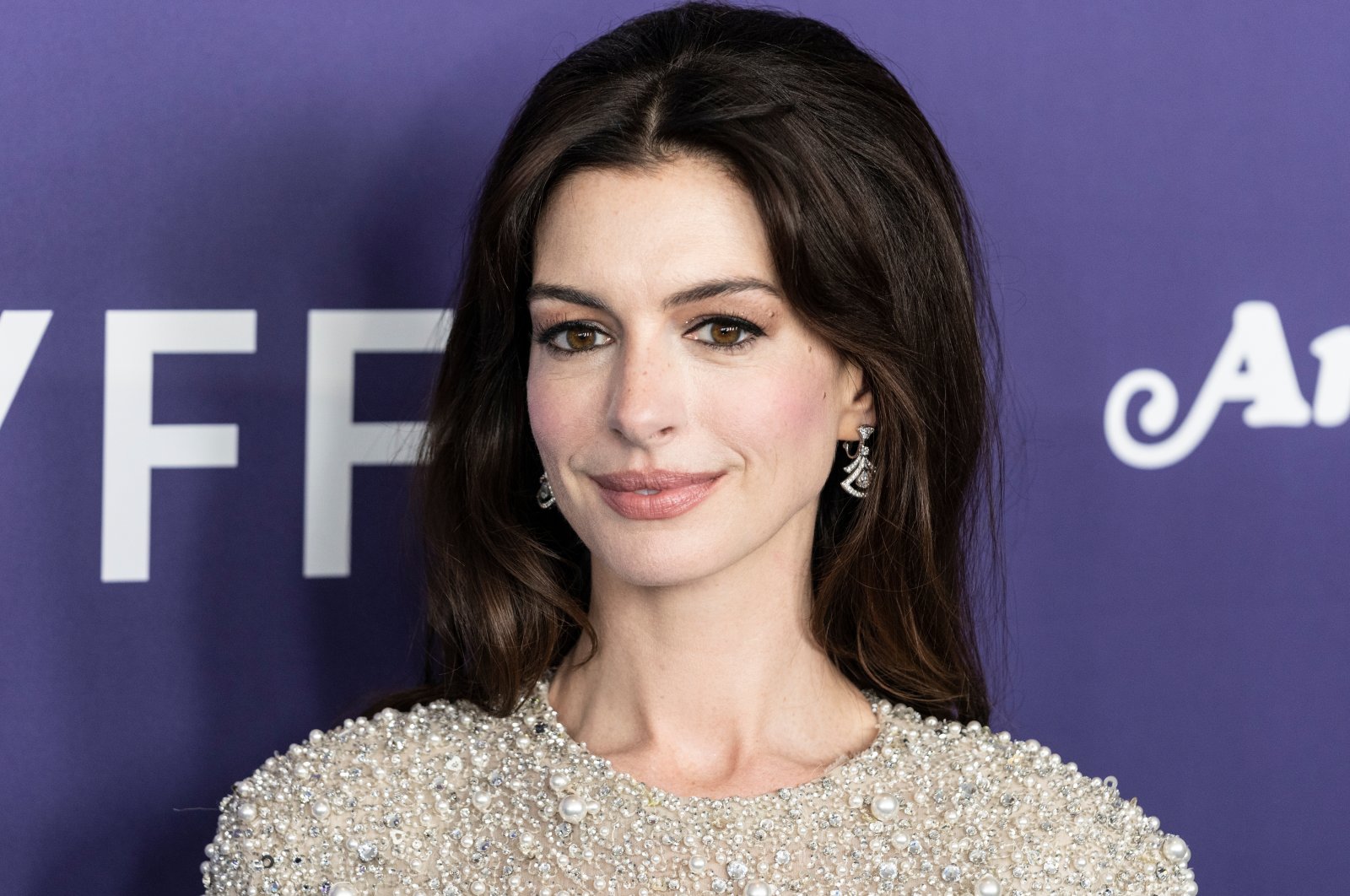 Anne Hathaway wearing a dress and shoes by Valentino attends the presentation of the movie &quot;Armageddon Time&quot; during the 60th New York Film Festival, Alice Tully Hall, U.S., Oct. 12, 2022. (Shutterstock Photo)