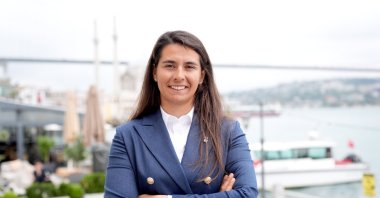 Turkish sailor Ecem Güzel poses for a photo after an interview with Anadolu Agency (AA), Istanbul, Türkiye, April 30, 2024. (AA Photo)