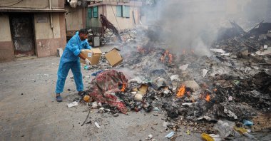 Palestinians work on rehabilitating the devastated Nasser Hospital in Khan Yunis in the southern Gaza Strip, Palestine, May 2, 2024. (AFP Photo)