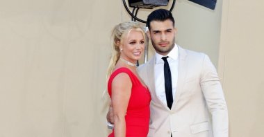 Britney Spears and Sam Asghari at the Los Angeles premiere of &quot;Once Upon a Time In Hollywood&quot; held at the TCL Chinese Theatre IMAX, Hollywood, California, U.S., July 22, 2019. (Shutterstock Photo)